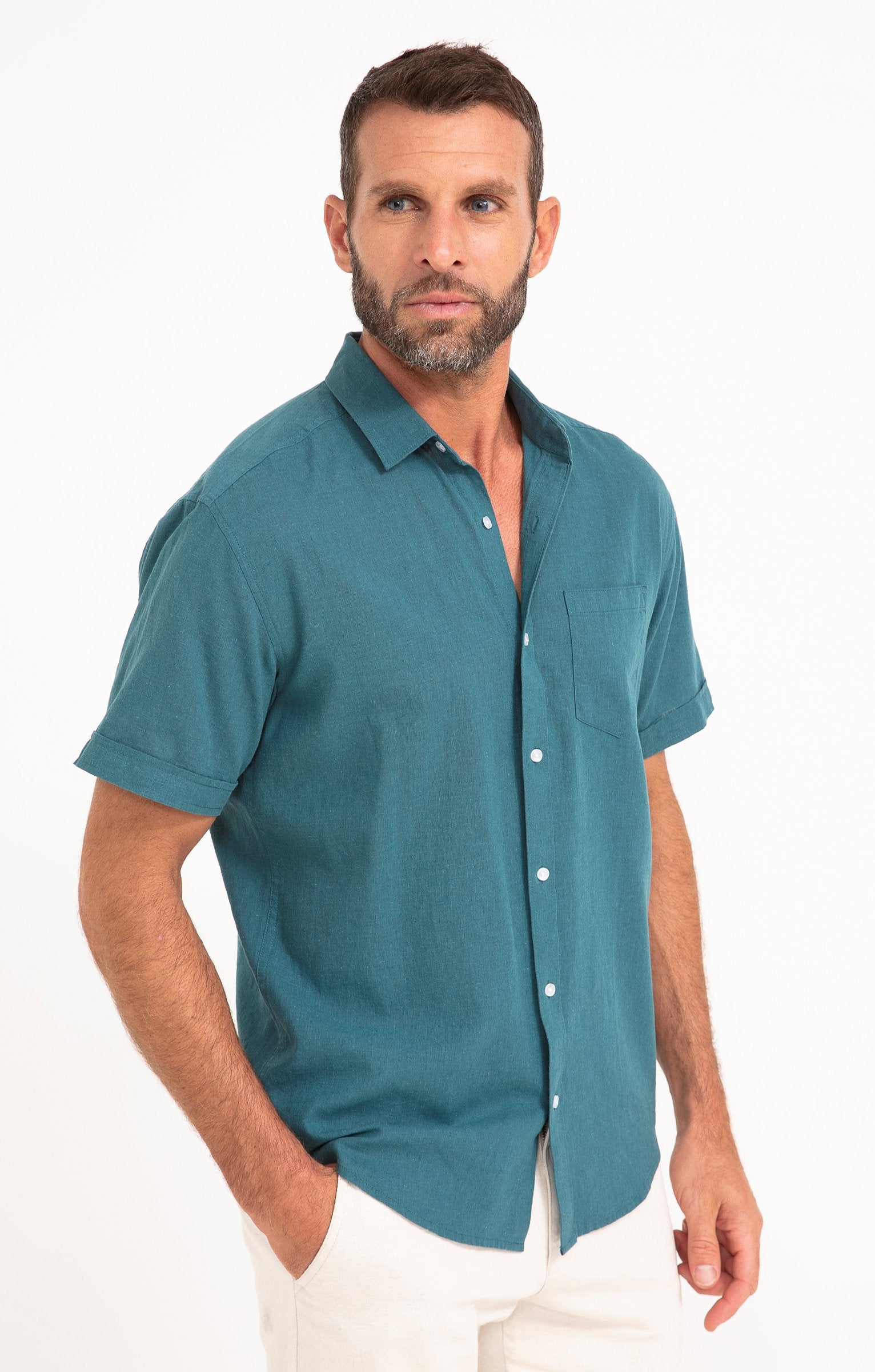 Chemise manches courtes unie Colin Pétrole
