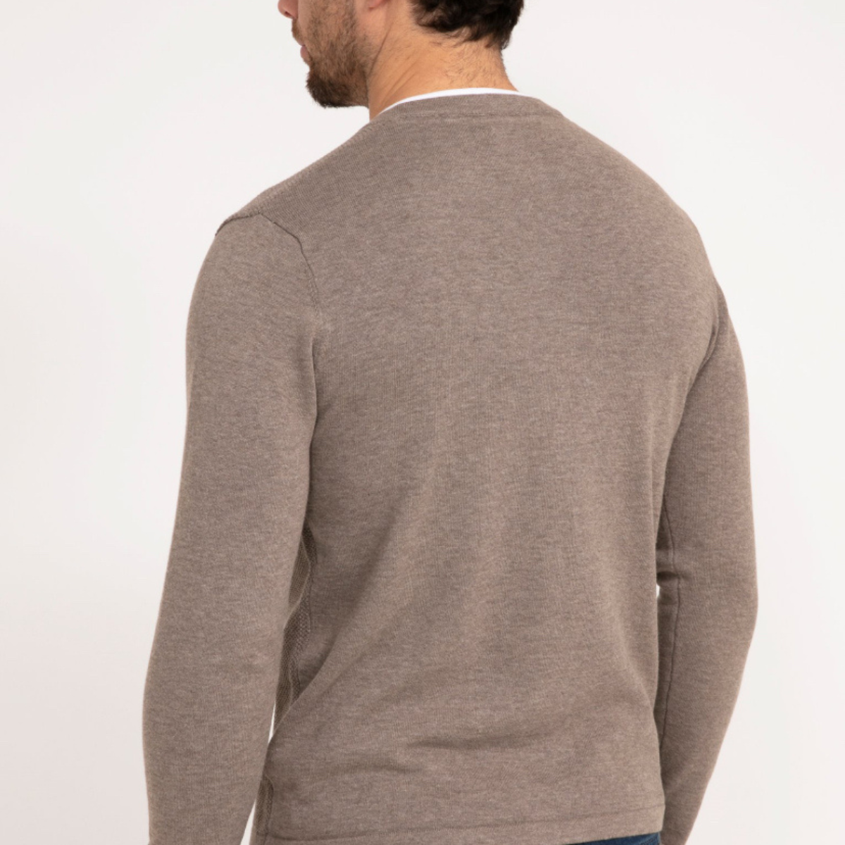 Pull col tunisien uni jerti Taupe