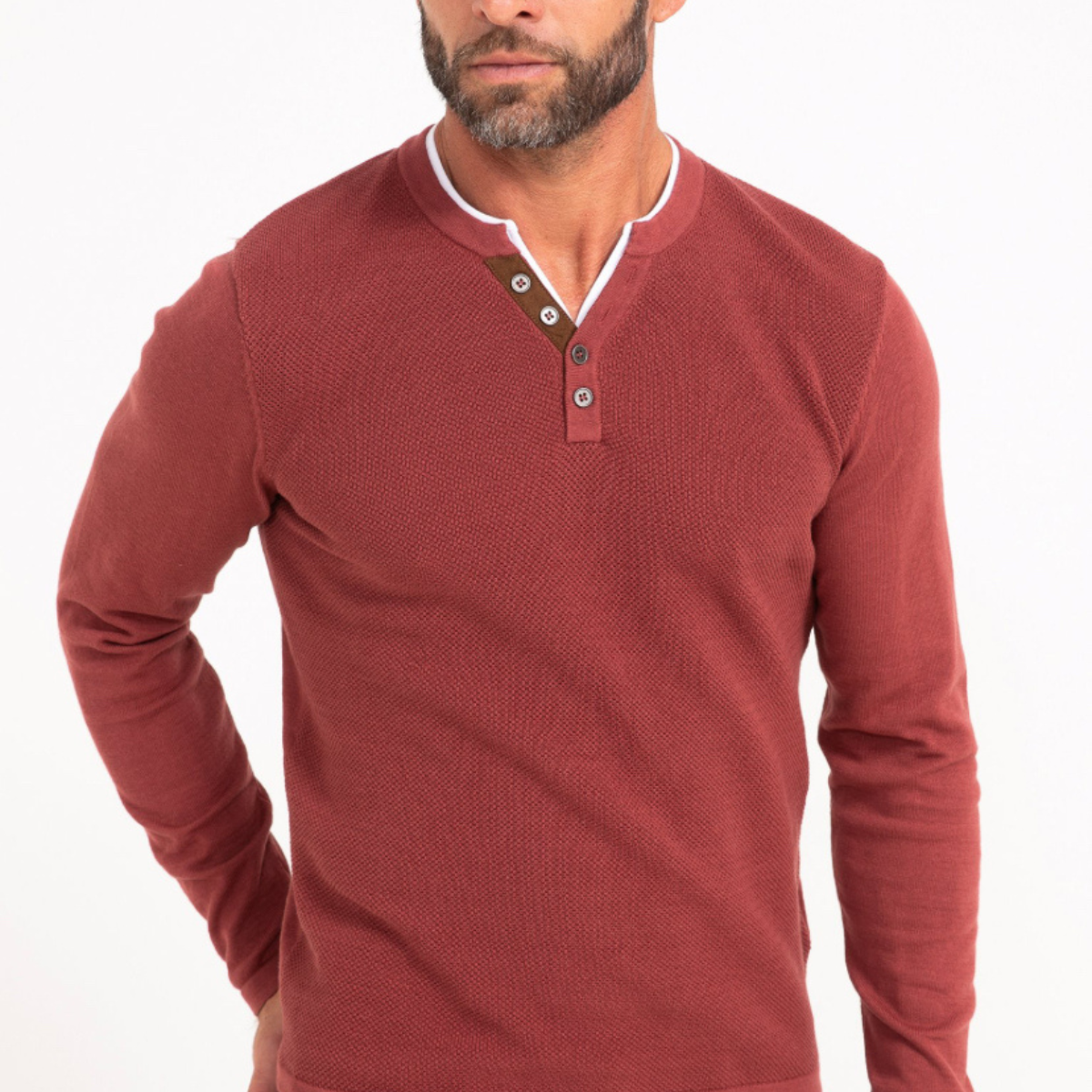 Pull col tunisien uni jerti Framboise