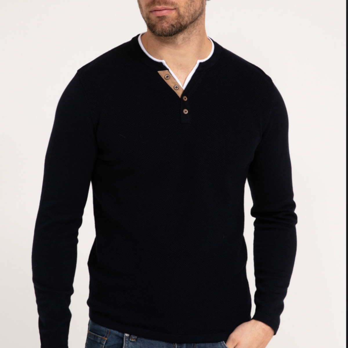 Pull col tunisien uni jerti Marine
