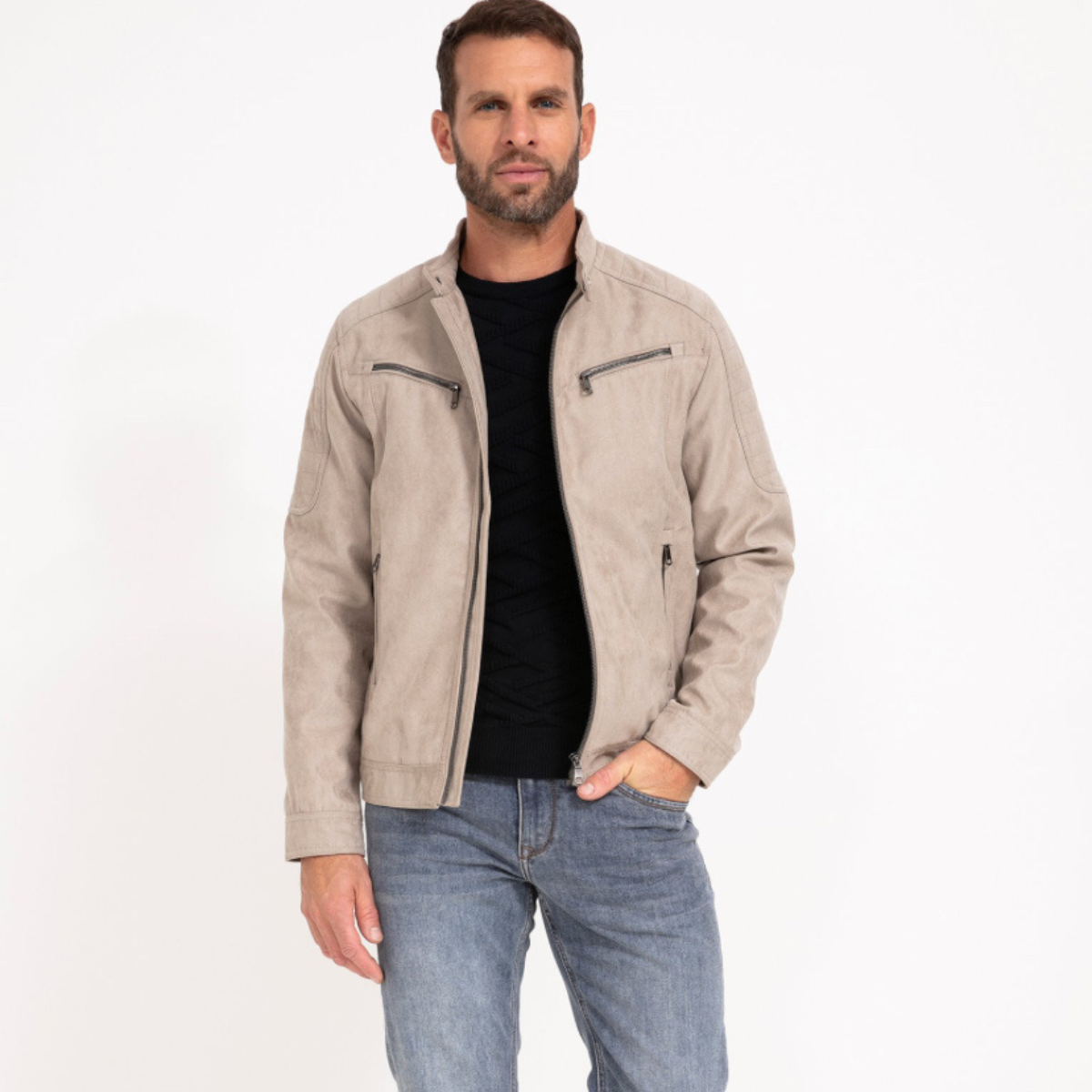 Blouson biker suede