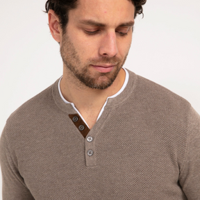Pull col tunisien uni jerti Taupe
