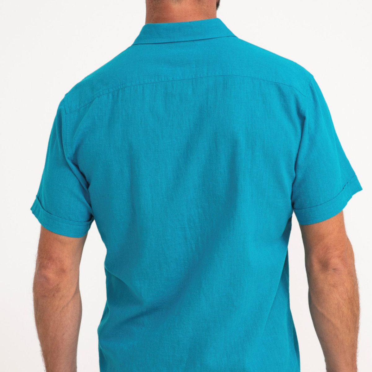 Chemise manches courtes unie Colin Turquoise Foncé
