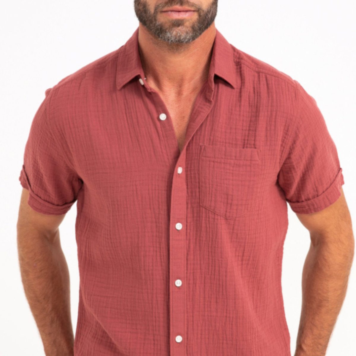 Chemise à manches courtes double gaze Framboise