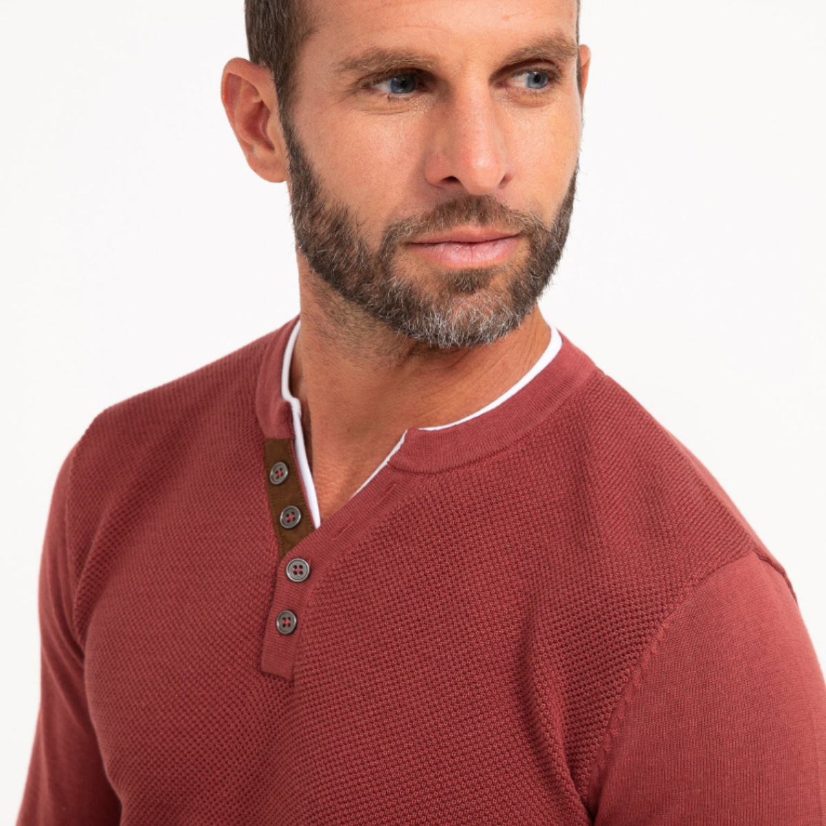 Pull col tunisien uni jerti Framboise