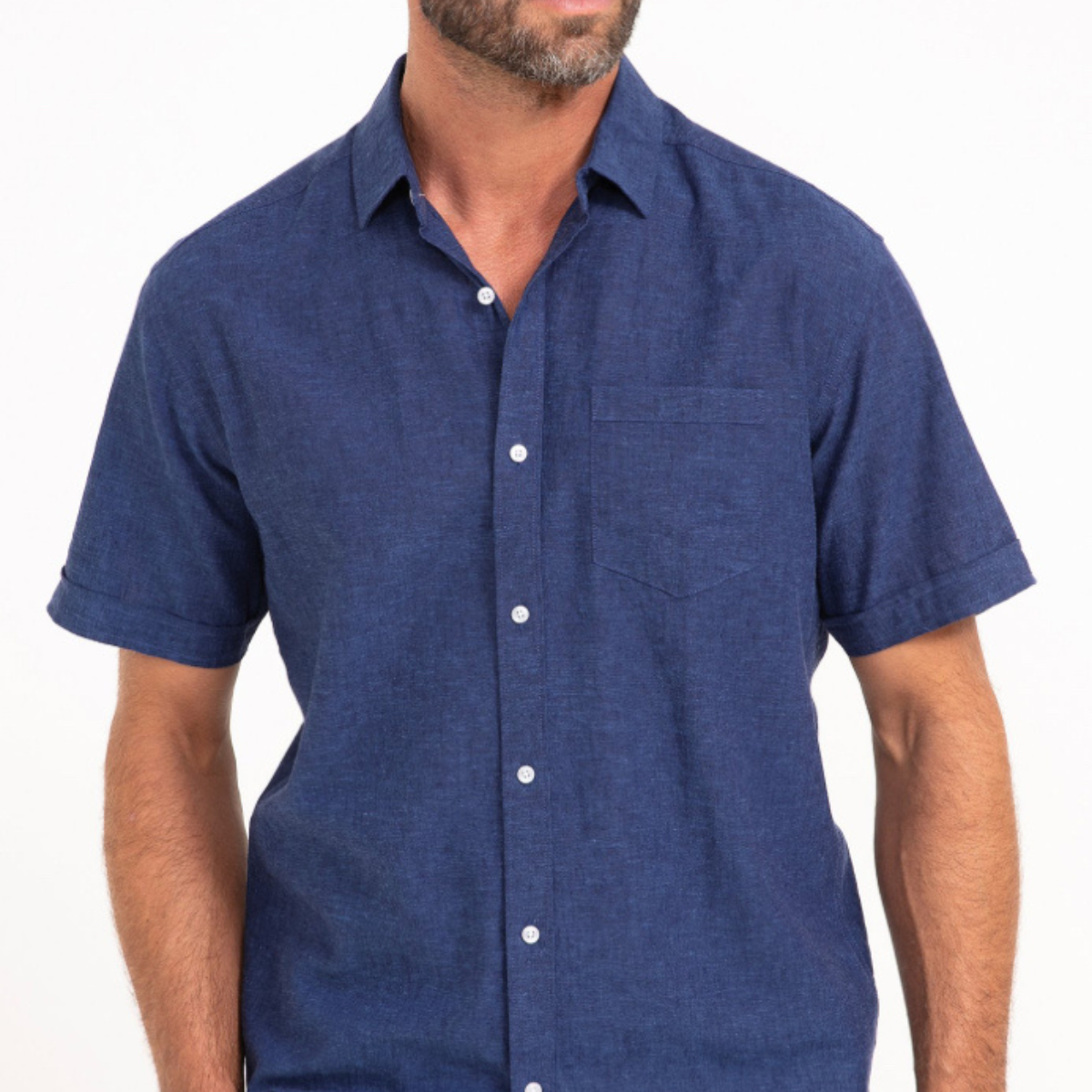 Chemise manches courtes unie Colin Bleu