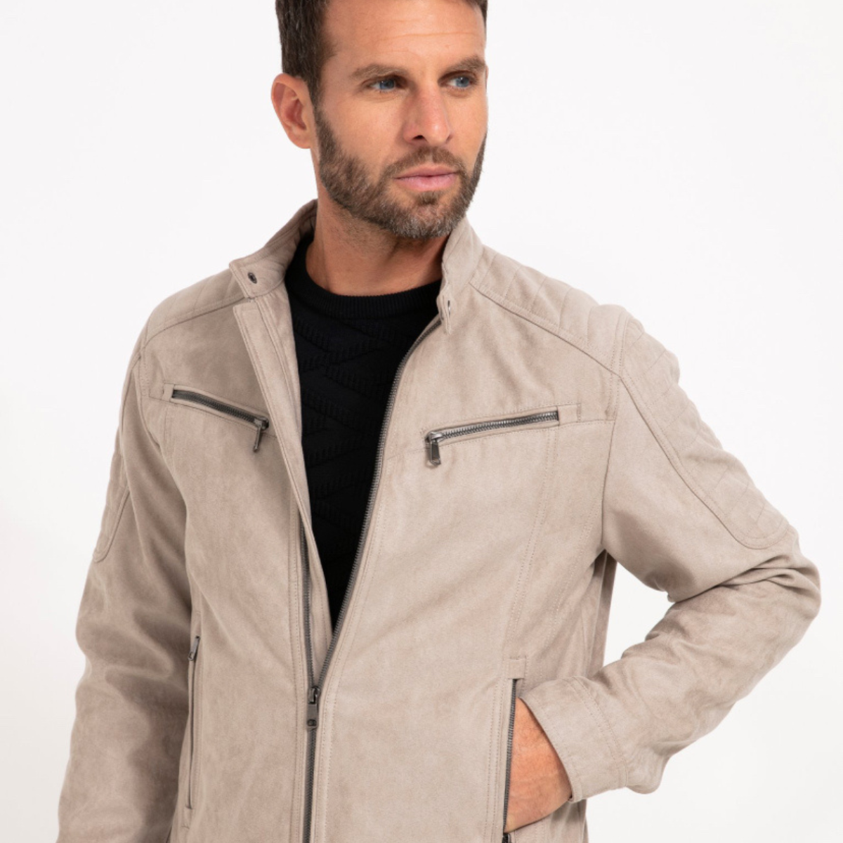 Blouson biker suede