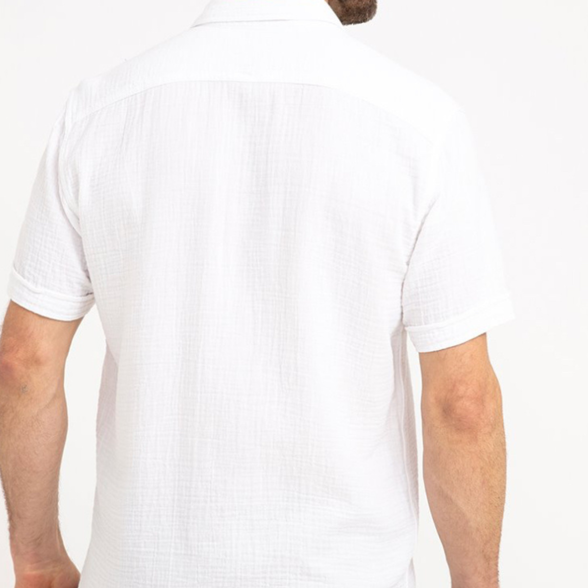 Chemise à manches courtes double gaze Blanc